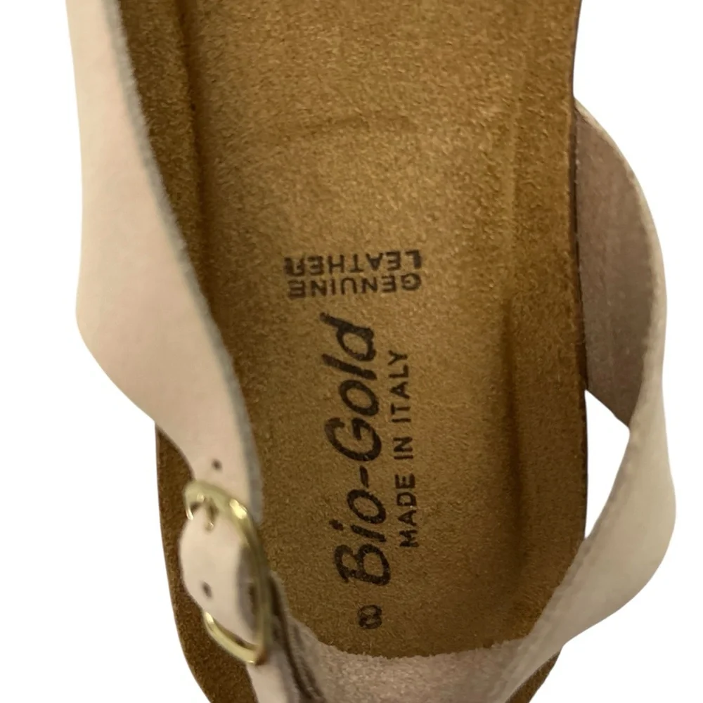 New Bio Gold Italian Nubuck Leather Minimalist Sandals 8 - Picture 3 of 3